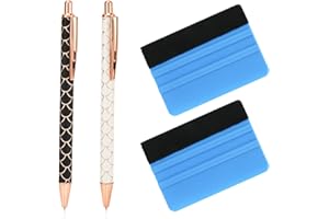 ‎MWOOT MWOOT 2 Stück Plotter Zubehör Entgitterwerkzeug Plotter, Weeding Pen Pin Pens Air Release Pen,Schwarz Weiß Einziehbarer Pin Stift Set mit Filzrakeln für Blasen Entfernen HTV Cameos DIY Bastelwerkzeug