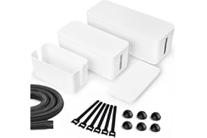 Lannvan Caja Cables, 3 Unidades Caja de Cables Caja de Enchufe Organizador de Cables para Cables- Caja Organizadora Cables para Esconder y Ocultar Cables TV- Apto para Hogar y Oficina, Blanco