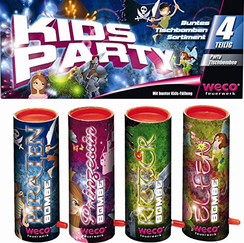 4 Stück - KIDS PARTY - TISCHFEUERWERK, Kindergeburtstag Kinderparty