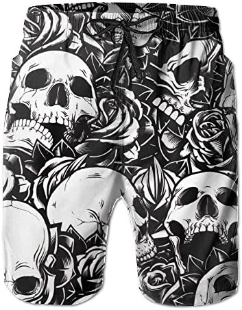 GENTLE Men's Cool Skull Summer Beach Pants Shorts Thin Fifth Trousers Outdoors Wear Medium