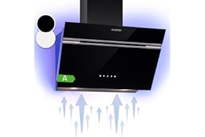 Klarstein Campana Extractora Decorativa 60 cm Luces LED, Extractor Cocina Flujo Aire 594m³/h, Campanas Extractoras con Control de Panel Táctil, Extractores con Anti Grasa, Eficiencia Clase A