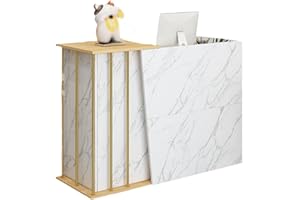 Taifuan Bancone Cassa per Negozio, Banco Reception con Cassetti, Bancone Reception Centro Estetico, Scrivania Salvaspazio 4 Spazio di Archiviazione, Banco(Size:120x40x90cm,Color:Colore Marmo)