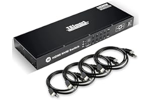 TESmart Commutateur KVM HDMI 8 ports 4K @ 60Hz 4:4:4 UHD 8 en 1 avec USB 2.0 standard, commutation via télécommande infrarouge, port RS232/LAN et auto-scan etc. avec rack Mount 4 câbles KVM de 1,5 m