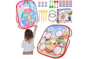 FAIRYAUSHOPYA Giochi all'aperto 5 in 1 Gioco di Lancio del Sacco di Fagioli,Dinosauri\Unicorno Bersaglio Freccette,Freccette,Gioco di Lancio e Gioco di Lancio,Giochi di Carnevale