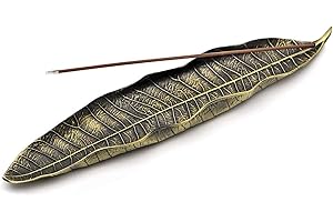 AGHOER Porta incenso, 20,8 cm Bastoncini Portaincenso in Lega di Zinco, Bastoncini a Forma di Foglia, Per Casa, Ufficio, Yoga, Meditazione (Bronzo)