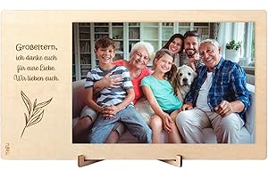 nagu® DE- Abuelos Marco de Fotos de Madera, portafotos con Bonita Frase para Hacer un Regalo con Foto a los Abuelos, para Abuela mamá o Abuelo papá, en el día del Padre o de la Madre de Sus Nietos