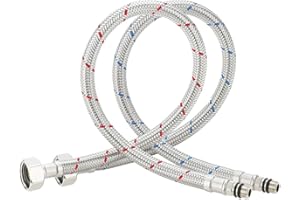 AMINDZ haihaz,(1/2 x 60 cm) 2 piezas Manguera Trenzada de Alambre de Acero Inoxidable Manguera Trenzada de Acero Inoxidable Flexible manguera reforzada para grifo mezclador,Latiguillo de Grifo Flexible