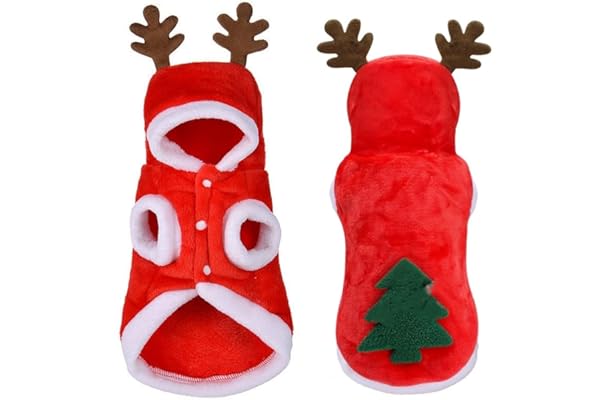 Bhumi Enterprises Dog Santa Claus Cosplay Dress with Hat - Pet Dog & Cat Christmas Costume - Warm Winter Clothes Cloak - Puppy Santa Outfits (12)