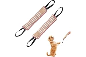 JOKILY Juguetes para perros, 2 piezas de salchichas mordedoras con 2 asas, jute de salchichas mordedoras de yute, juguete indestructible para perros, accesorios resistentes