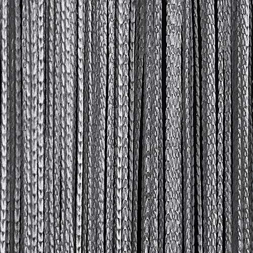 JEMIDI Fadenvorhang Tür Vorhang Gardine Schal Faden Türvorhang Fadengardine in 2 Größen (Grau, 140cm x 250cm)