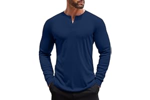 COOFANDY Henley Langarmshirt Herren Longsleeve Freizeit T-Shirt für Männer Einfarbig Basic Shirt mit Knopfleiste