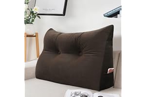 ‎JOHNEAR Johnear Rückenkissen Bett Keilkissen Sofa Rückenlehne Lesekissen, Lehnenkissen Dreieckige Kopfkissen Lendenkissen mit abnehmbarem Samt Bezug （Braun, 60cm