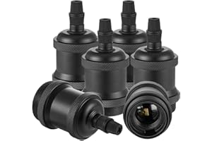 ‎VECYS Vecys 6 Sztuki E27 Gniazdo Lampy Vintage Brązowy Adapter Edison Retro Adapter Oprawki Lampy do Żarówek Vintage Lampa Wisząca (Czarny)