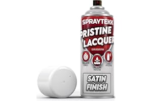 SPRAYTEKK Clear Lacquer Spray Paint | 400ml | Fast-Drying Acrylic Topcoat for Wood, Metal, Plastic & More | Non-Yellowing, UV & Scratch Resistant | Indoor & Outdoor Use (Satin, 1)