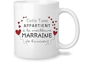 Yufansd Tasse Mug - Le Meilleure Marraine de L'univers - Cadeaux pour Marraine de Filleuls Idée Originale Cadeaux d'anniversaire Noël Tasse Merci Marraine Souvenir Céramique 350 ml (Marraine)
