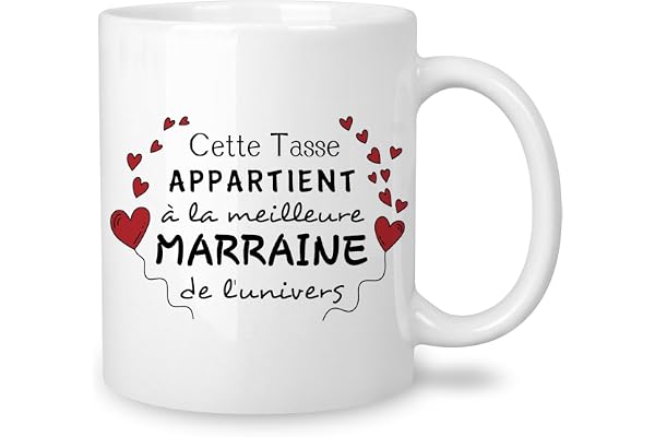 Yufansd Tasse Mug - Le Meilleure Marraine de L'univers - Cadeaux pour Marraine de Filleuls Idée Originale Cadeaux d'anniversaire Noël Tasse Merci Marraine Souvenir Céramique 350 ml (Marraine)