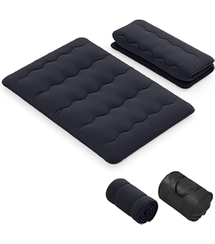 Matelas Futon Portable Pliable, Matelas Tatami Pliable Japonais, Matelas De Couchage Portable Pour Dortoir Avec Sac Et Sangle, Matelas De Sol, Matelas De Camping Enroulable (Gris G1, 150X200cm