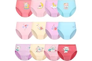 QIYIENDIAN 12 Pezzi Ragazze Intimo,Bambini Slip Carino/Pantaloni di Cotone per Bambini