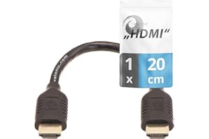 valonic short HDMI cable - 20cm, 4k, Full HD, ARC, high speed, ultra HD, ethernet - for TV, PS5, XBOX, 30 AWG, black, 0.2m