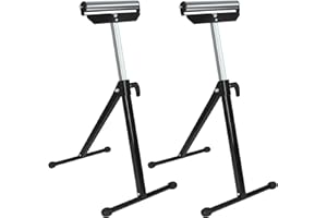 Aufun 2x supporto a rulli, regolabile in altezza, supporto a rulli 68-107CM, supporto a rulli pieghevole, fino a 60 kg, supporto pieghevole da officina, con piedini antiscivolo, nero