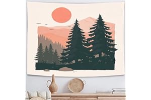 Arawat Wandteppich Abend Landschaft Wandtuch Schwarz Weiß Wandteppich Mond Sonne Wanddeko Psychedelic Teppich Gothic Wandteppiche Trippy Tapestry Wandtuch Wandbehang Boho Wand Deko (150 x 200cm)