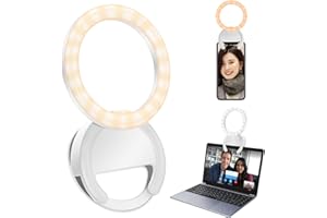 PNGOS Selfie Licht LED Ringlicht Handy 3 Farbmodi und 5 Helligkeitsstufen Handylicht Für Handys, Laptops, Make-up, Videoanrufe, Live-Streaming/YouTube/Tik Tok (Weiß)