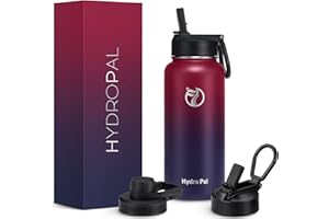 HydroPal Vacuum Insulated Stainless Steel Water Bottle, 1200ml/1000ml/750ml- 2 Lids (Straw Lid and Spout Lid), 2 Straws Water Bottle for 12 Hours Hot & 24 Hours Cold Drinks, Great for Work, Travel