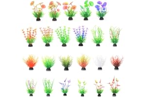 Pilikoll 23 Pcs Aquarium Decorations Plastic Plants Fish Tank Decorations Plants Underwater Plants Decorations Artificial Plastic Plants for Fish Cave and Hideout Ornaments
