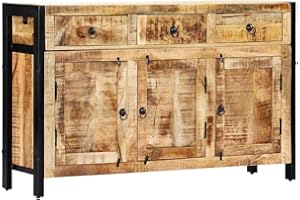‎VIDAXL vidaXL Mangoholz Massiv Sideboard 3 Schubladen Handgefertigt Kommode Standschrank Mehrzweckschrank Beistellschrank Anrichte Schrank 120x35x76cm