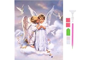 DOUKOYEE Angel Diamond Painting Kit Completo Fiori, Angeli Pittura Diamante 5D Adulti Bambini Diamantini Stitch DIY Crystal Art, Decorazione Casa e Pareti Creazione mosaici (B)