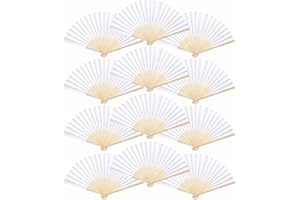 XCMVCN Fächer Hochzeit Gäste 24 Stück Set, 12STK Autoschleifen Hochzeit mit 12STK Papierfächer Weiß, Handfächer Faltfächer Fecher Damen Hochzeitsdeko für Wedding Deko Sommer Party - Weiß