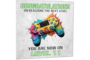 PURPLE FOX Kartka urodzinowa gracza na 11. urodziny - 11-letnia jedenasta, jedenasta karta urodzinowa dla nastolatków chłopców 145 x 145 mm