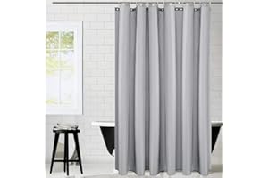 KIPIDA Duschvorhang Textil, Anti-Schimmel, Wasserdichter, Waschbar Anti-Bakteriell Stoff Polyester Badewanne Vorhang mit 8 Duschvorhängeringen (Grau, 180x200cm)