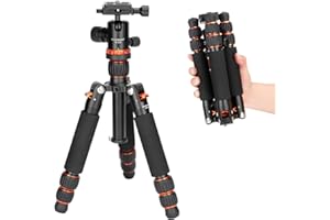 Koolehaoda Mini trépied pour Appareil Photo, trépied de Table en Alliage d'aluminium, Hauteur 21-63,5 cm avec rotule à 360 degrés pour caméscope DSLR, Charge jusqu'à 10 kg - (TMP-223 Orange)