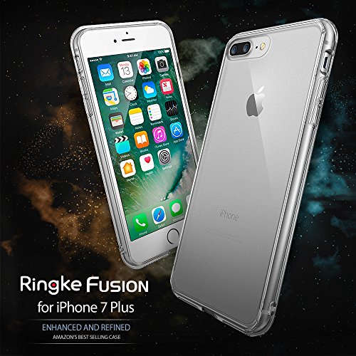 iPhone 7 Plus / iPhone 8 Plus Case, Ringke [FUSION] Crystal Clear PC Back TPU Bumper [Drop Protection/Shock Absorption Technology] Raised Bezels Protective Cover For Apple iPhone 7 Plus - Ink Black