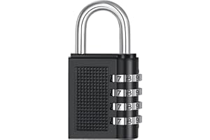 ZHEGE Combination Padlock for Gym Locker, 4 Digit Locker Padlocks, Outdoor Combination Lock Weatherproof for Fence, Gate Sheds, Number Lock for School Locker, Cabinet, Toolbox (1 Pack, Black)