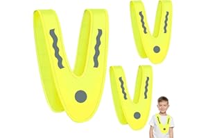 Leeelyan 3 Stück Warnweste für Kinder,Kinderwarnweste V-Form,Reflektorweste Kinder,Pannenweste fürJungen & Mädchen,V-Form Signalkragen,Sicherheitsweste,Warnschutzweste
