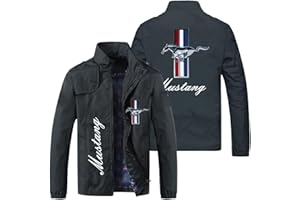 OOBEDU Veste Mustang pour Hommes, Manteau imprimé en 3D, Veste à col Montant pour Jeunes, Cardigan décontracté à Fermeture éclair, Veste Coupe-Vent pour Moto et Cyclisme-A||M