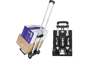 ZHJINGYU Carrello Pieghevole Alluminio 35KG - Asta Telescopica Pieghevole - Con Corde Espansione - Ideale per Viaggi, Traslochi, Aeroporti & Uffici