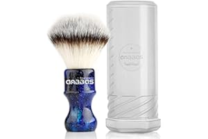 Anbbas Rasierpinsel Vegan mit Reisedose für Rasierpinsel Classic Nylon Fibre Harzgriff Größe Shaving Bürste (Knot 24mm) (Blau)