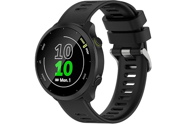 Wownadu 20mm Bracelet Compatible pour Garmin Forerunner 245 55 165 645 158 Bracelets de Remplacement Libération Rapide en Silicone Strap Femme Homme, Accessoires (Pas de Tracker)