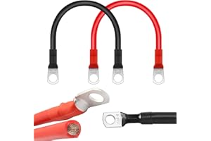 YdseozOA 2 cables de batería de 2 AWG de 30 cm de alambre de cobre con terminales de anillo M8 de 12 V, cable de batería resistente para motocicletas, autocaravanas solares, marina, coches, camiones