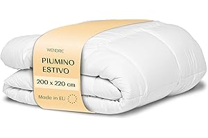 Wendre Piumino Una Piazza e Mezza Lungo 200x220 – Piumino Estivo Una Piazza e Mezza in Microfibra Traspirante – Certificato OEKO-TEX, Anallergico e Lavabile