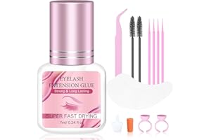 MUOCOBU 7ML Eyelash Extensions Glue Black, 1-2s Drying Time Up to 8 Weeks Retention, Highly Safe Adhesive for Professional Lash Supplies