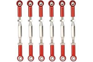 DILWE Drążek kierowniczy RC, aluminiowy drążek kierowniczy regulowany 81 mm Kompatybilny z ciężarówką 1/10 RC. 6 sztuk (czerwony)