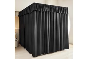 AIKASY Black Thickened Bed Canopy Curtains - Elegant Bedroom Decor for Adults and Girls - Strong Lightproof and Windproof Design(Full, Black)