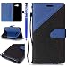 Produktbild FESELE Vintage Lederhülle für [Samsung Galaxy J5 2017] Flip Case, Color Blocking Hülle Leder Tasche Abdeckung für Samsung Galaxy J5 2017 Frosted effects Strap Lanyard Design Brieftasche Kartenfach Ledertasche Handyhülle mit Standfunktion und Magnetverschluss Wallet Klapphülle Cover für Samsung Galaxy J5 2017 + Blau Eingabestift Stylus Touch Pen-schwarz + Dunkelblau