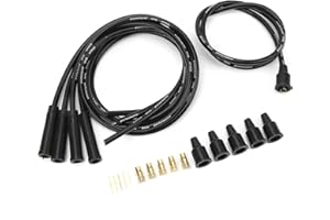 BONKZEBU Filo per Candela 8mm, Set di Cavi per Candela in Silicone Metallico, Alte Prestazioni, Ricambio per Auto D'epoca a 4 Cilindri (Nero)