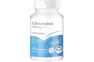 Citrato de calcio 300mg – vegano – sin estearato de magnesio – 240 tabletas – paquete grande - para huesos y dientes sanos | Vitamintrend®