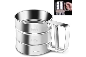 GOODTIMERA Tamis à Farine en Acier Inoxydable, pour Farine et Sucre en Poudre, saupoudrage et saupoudrage d'une Seule Main, pour Un farinage Fin, Un Fonctionnement sûr et Facile